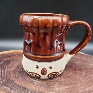 Vintage Takahashi Le Chef Stoneware Mug Brown Drip Glaze Japan 3.75"
